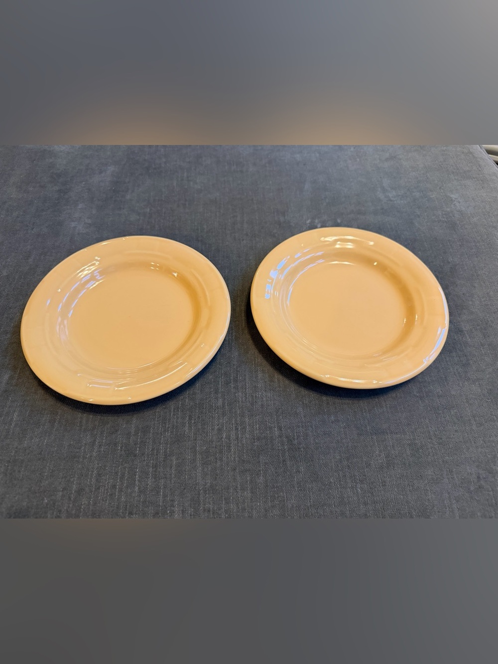 2 Longaberger Pottery Butternut Yellow Small 7” Plates EUC